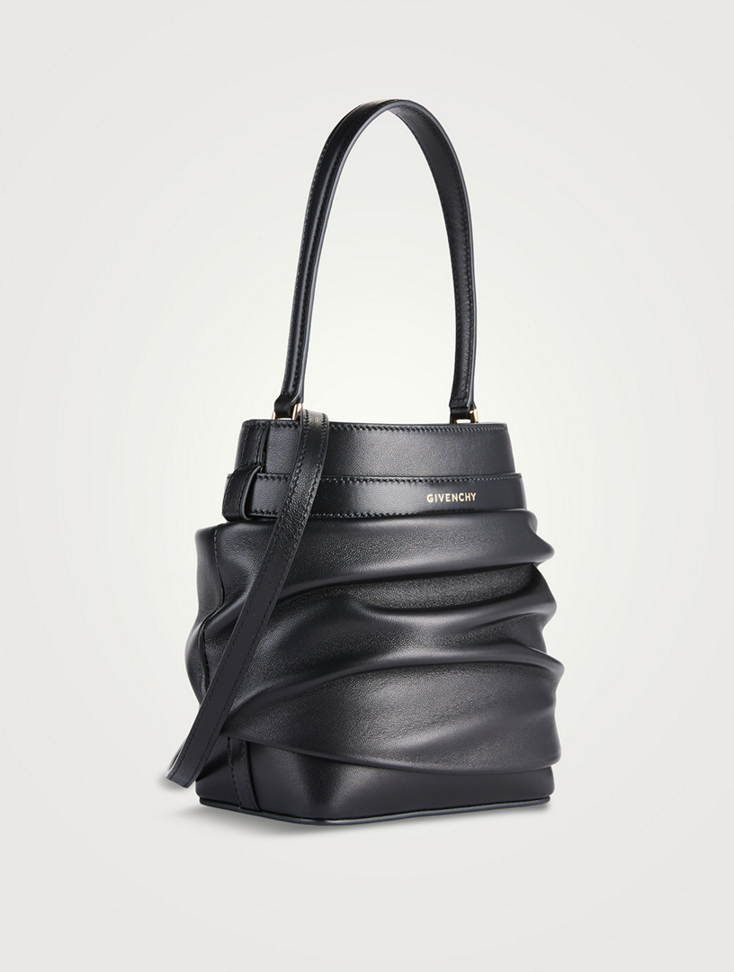 Shark Lock Slouchy Leather Bucket Bag