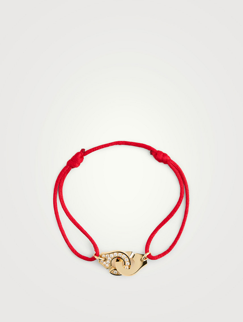 Menottes Dinh Van R12 Satin Cord And Gold Bracelet With Diamonds