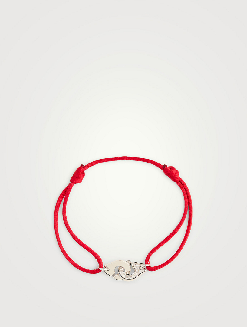Menottes Dinh Van R10 Satin Cord And Gold Bracelet With Diamonds