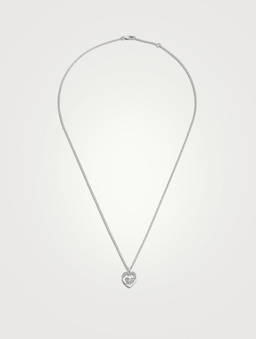 Double Cœurs R10 White Gold Mixed Link Pendant Necklace With Diamonds