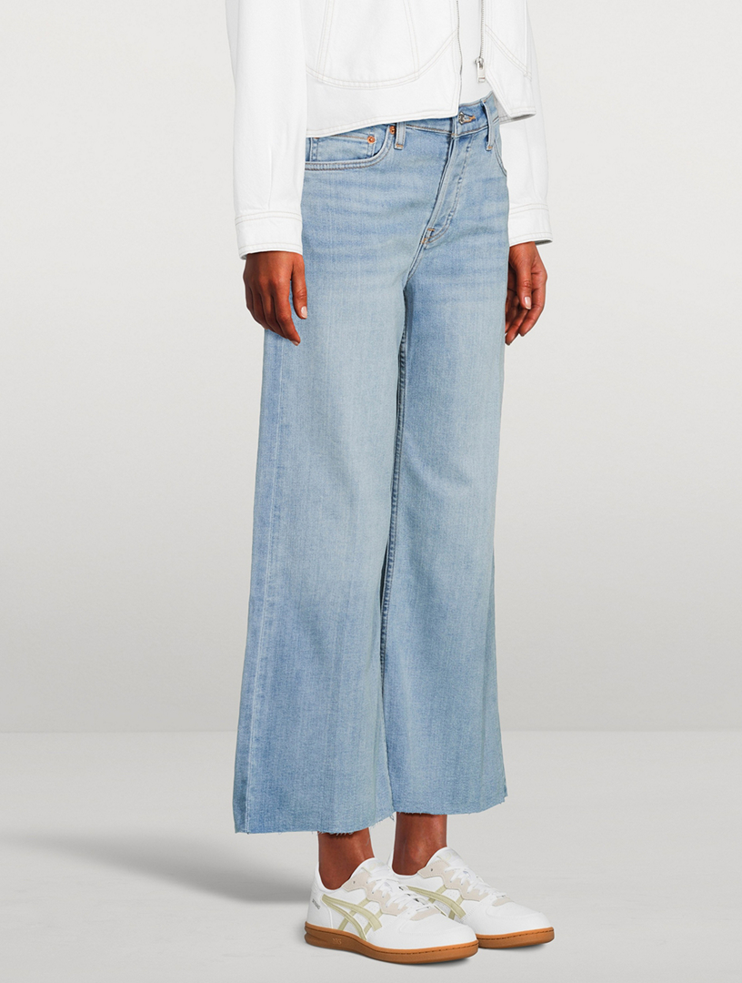 Mid-Rise Wide-Leg Crop Jeans