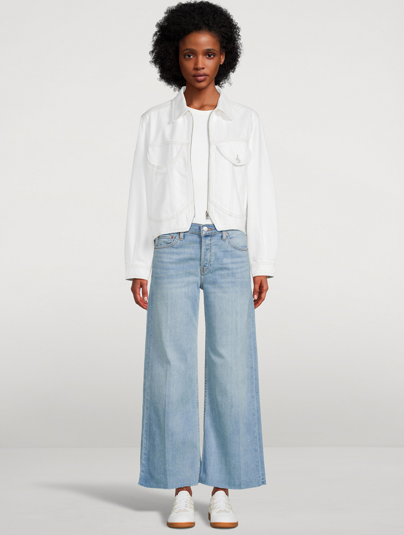 Mid-Rise Wide-Leg Crop Jeans