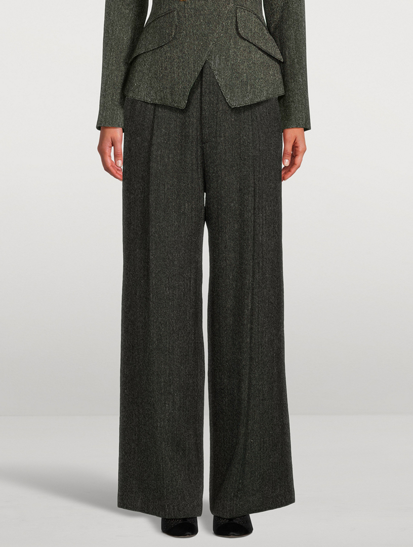Pleated Wide-Leg Trousers