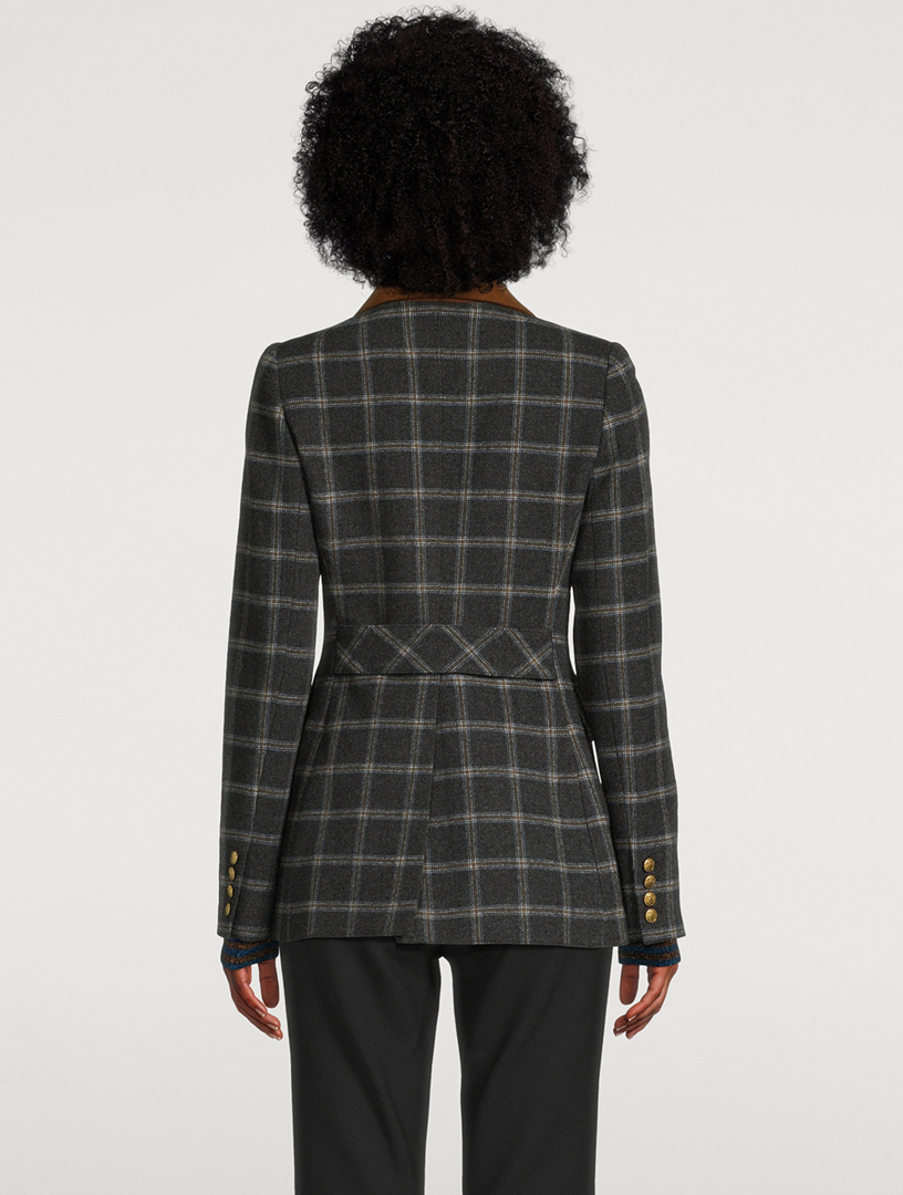 Wedding Double-Breasted Windowpane Check Blazer