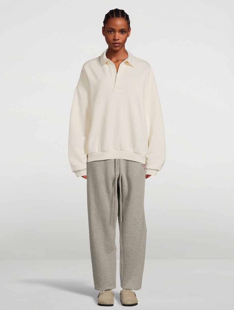 トップス Fear Of God Essentials 3/4 Sleeve Polo L Fear of God ESSENTIALS Heather Grey 3/4 Sleeve Polo Sweatshirt
