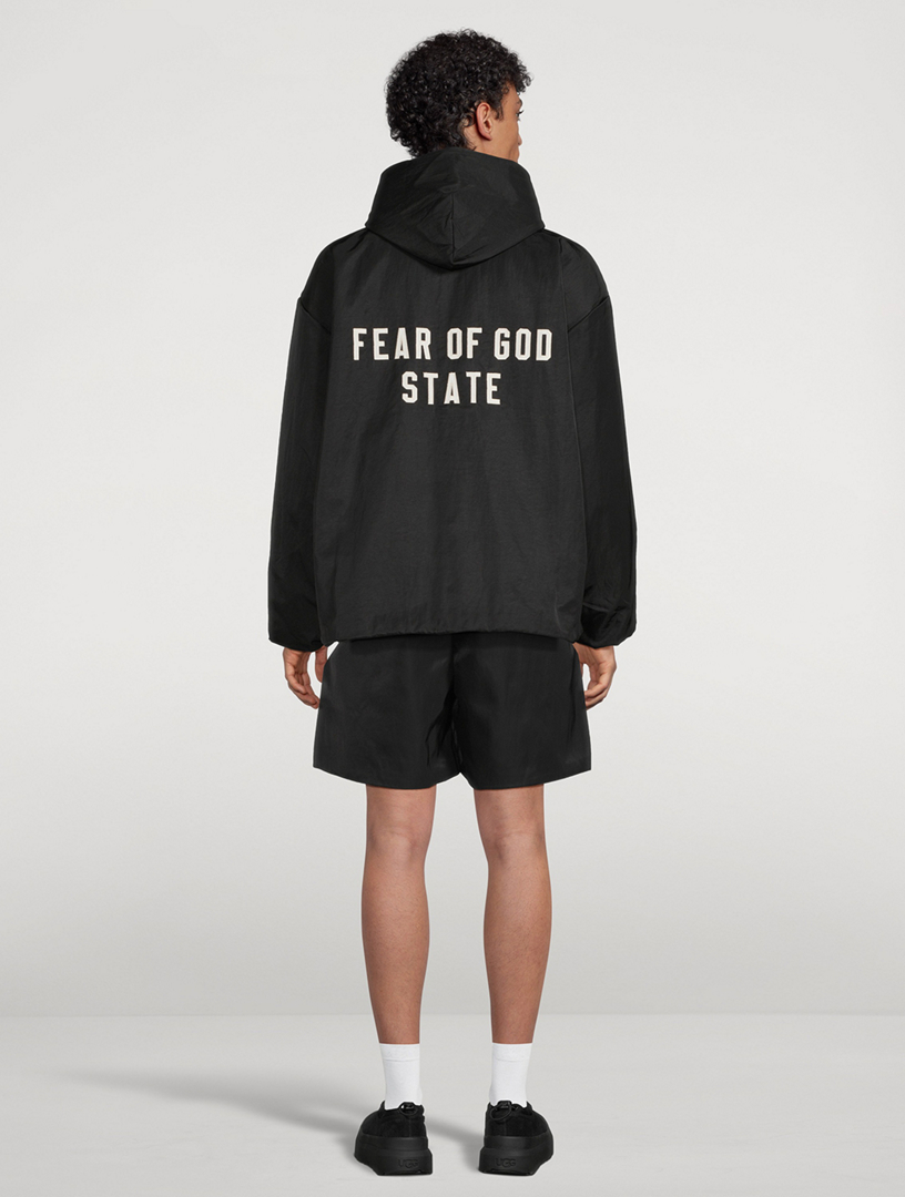 【FEAR OF GOD】essential Textured Nylon Hooded CoachesJacket Fear of God Essentials Hooded Textured Nylon Coach's Jacket