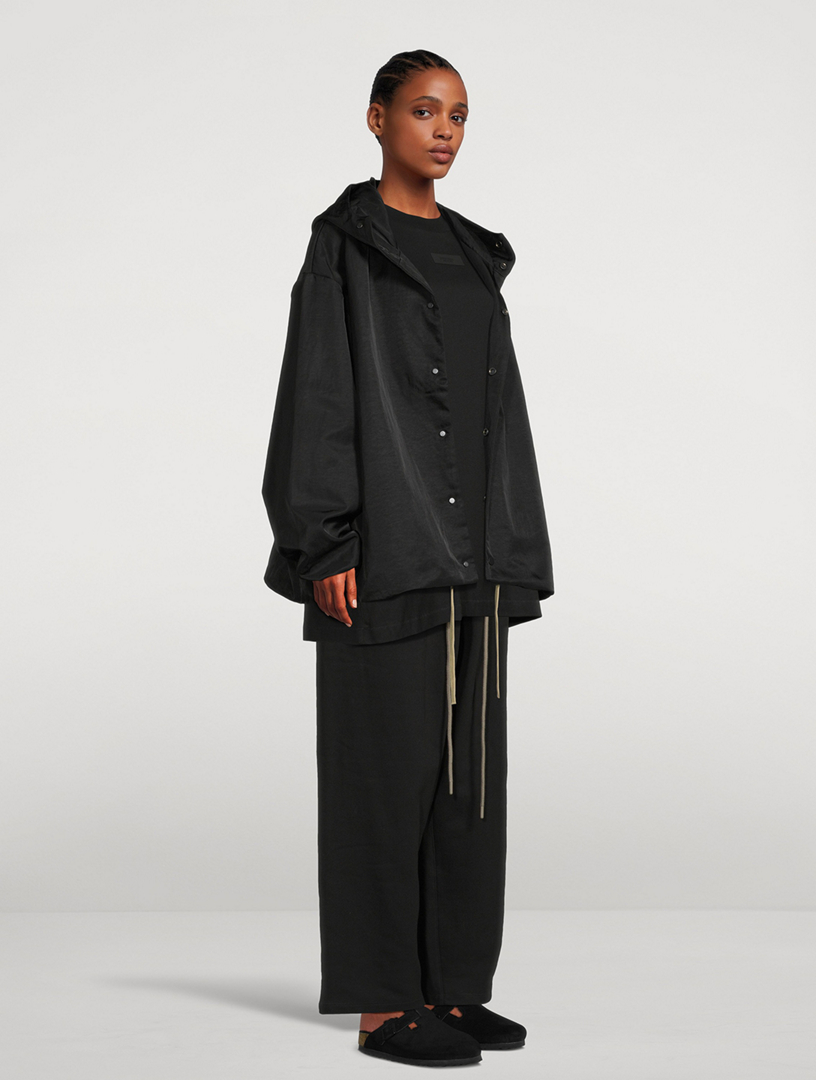 Textured Nylon Hooded Coaches Jacket