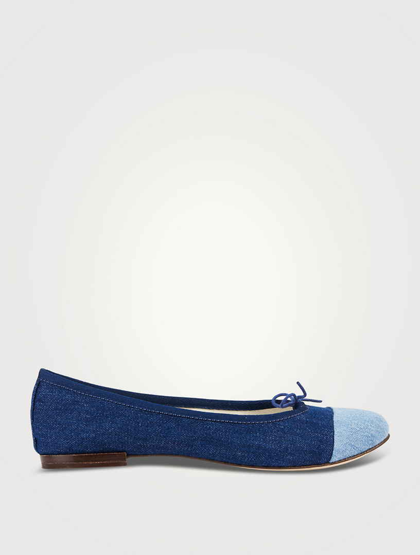 Flora Denim Cap-Toe Ballet Flats