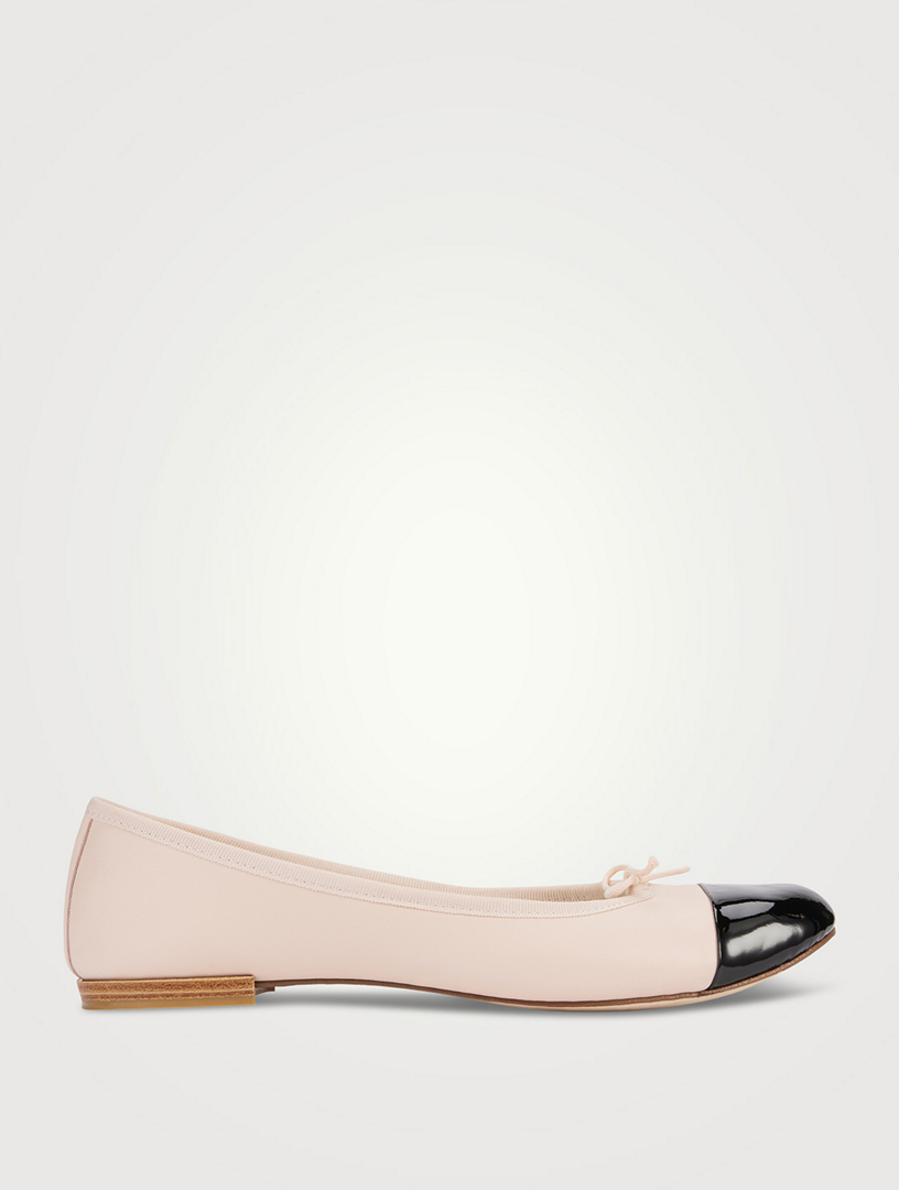 Flora Leather Cap-Toe Ballet Flats