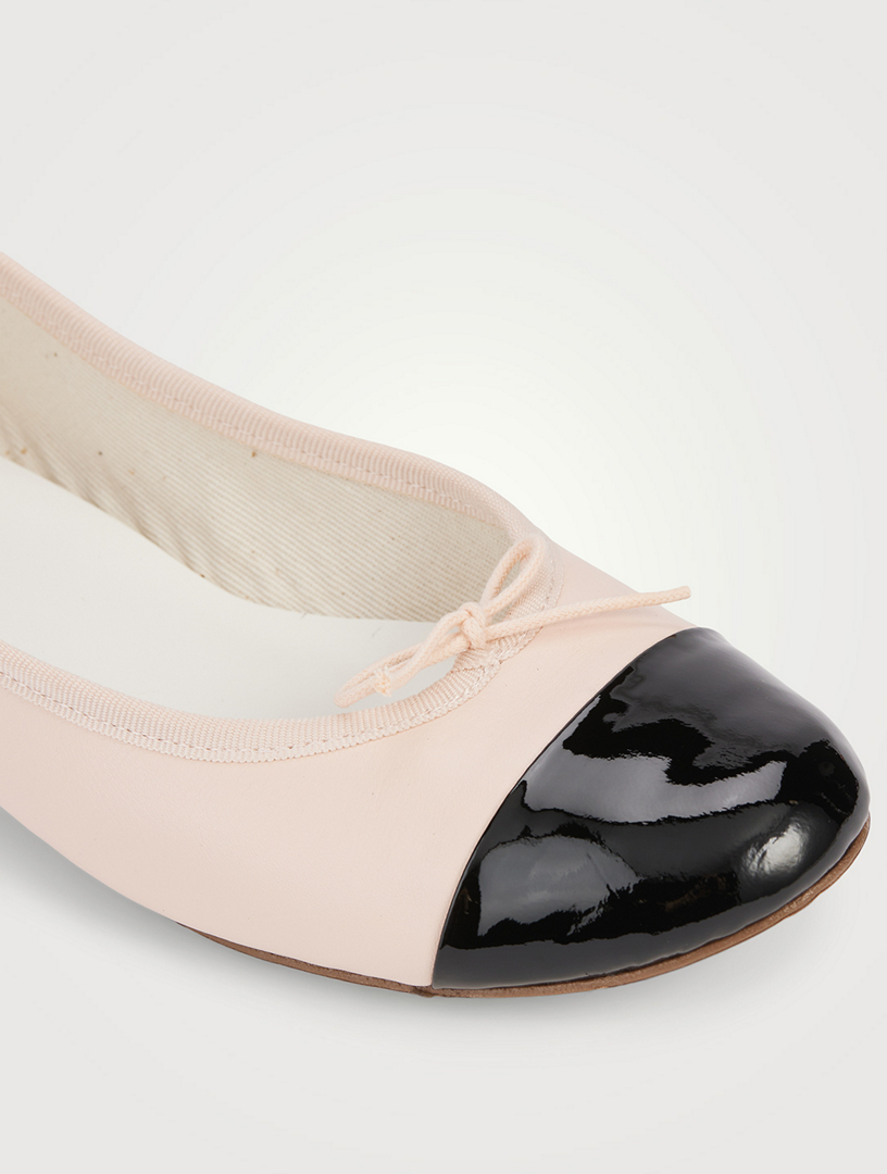 Flora Leather Cap-Toe Ballet Flats