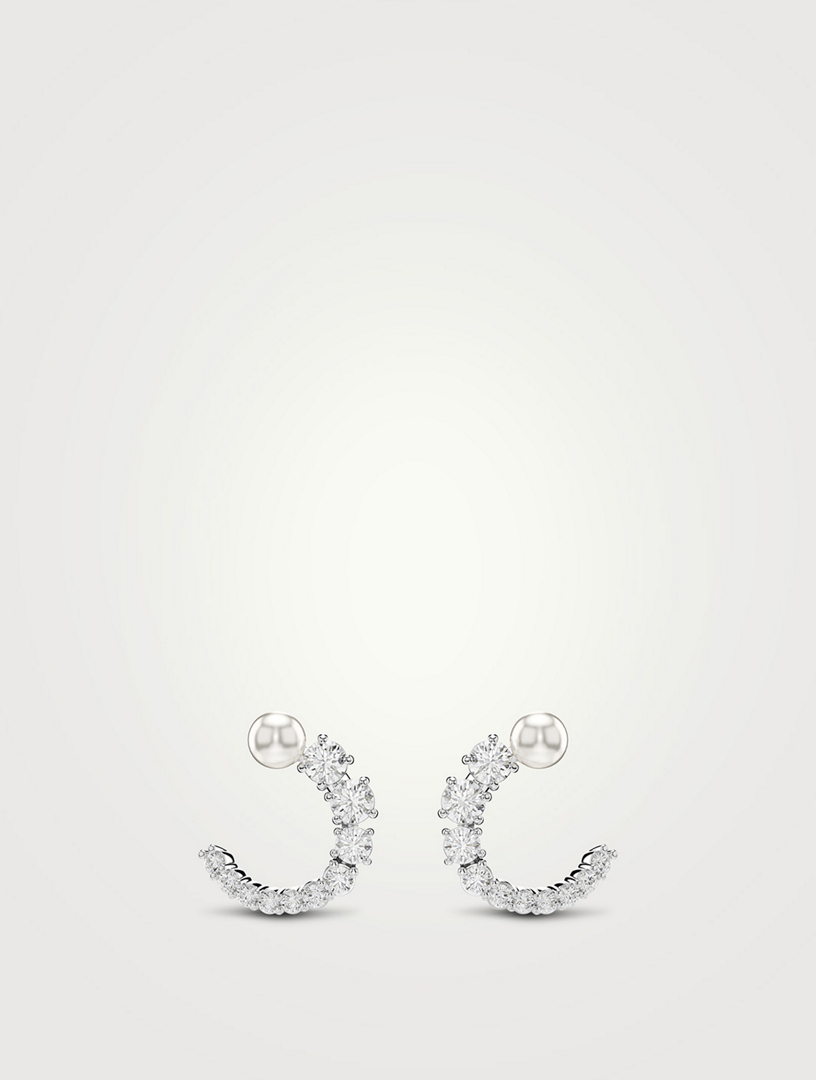 Matrix Crystal And Crystal Pearl Hoop Earrings