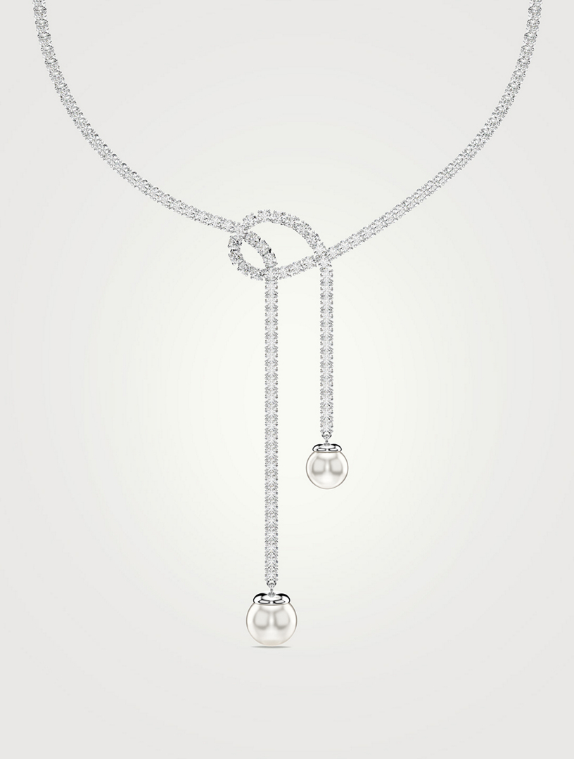 Matrix Crystal And Crystal Pearl Y Necklace
