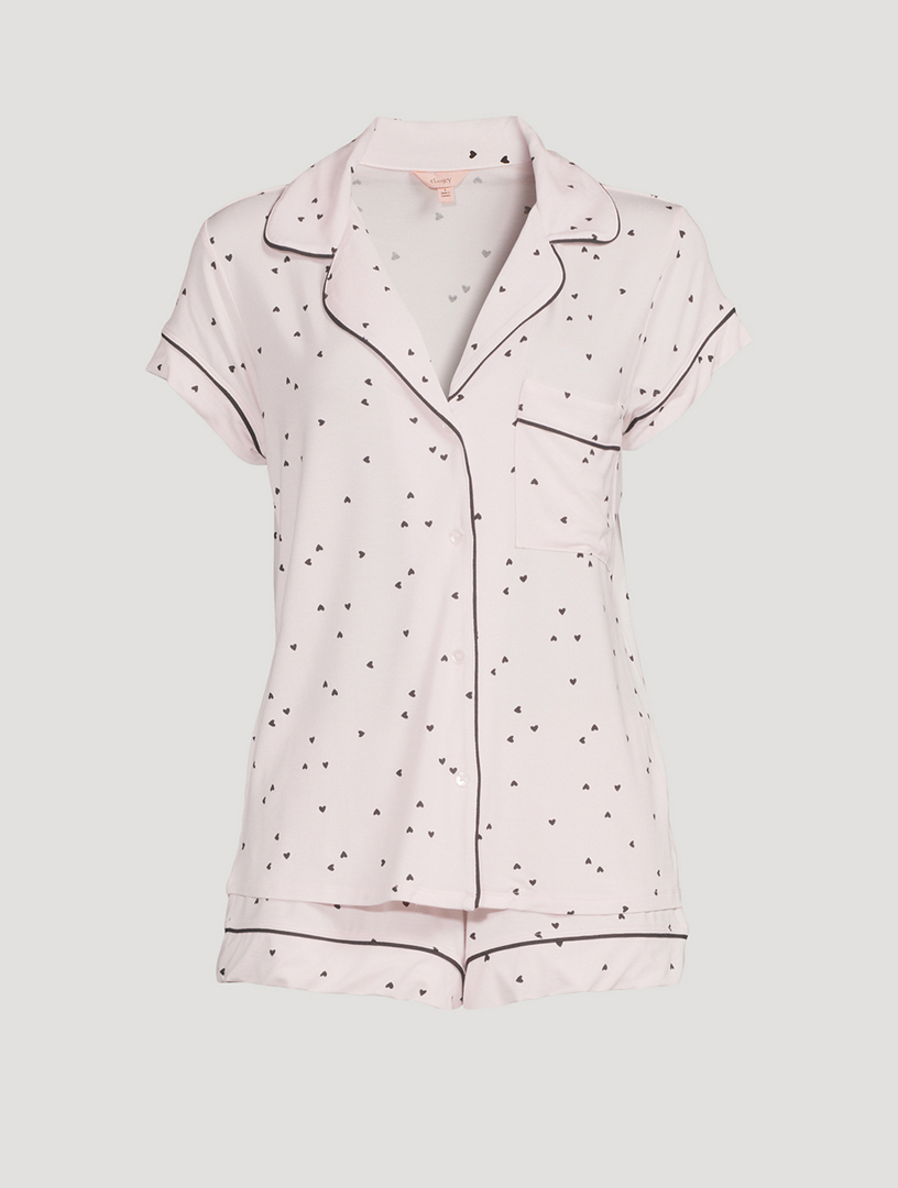 Gisele Short Pajama Set In Heart Print