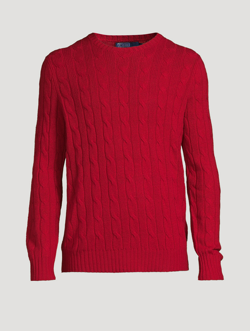 POLO RALPH LAUREN Men S The Iconic Cable Knit Cashmere Sweater Red