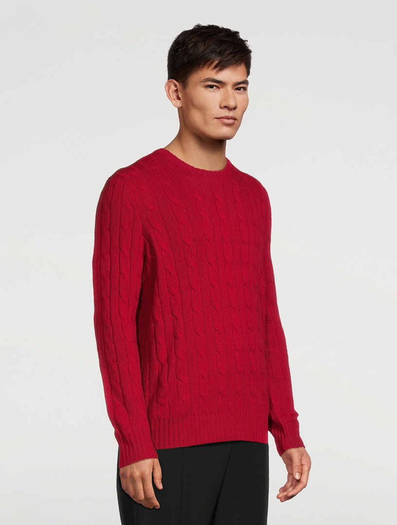 POLO RALPH LAUREN Men S The Iconic Cable Knit Cashmere Sweater Red