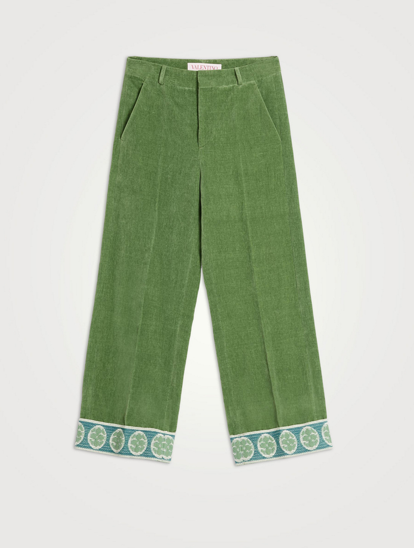 Cotton And Linen Velvet Flare Pants