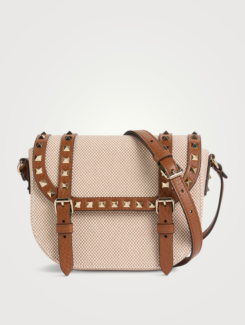 Small Rockstud Canvas Saddle Bag