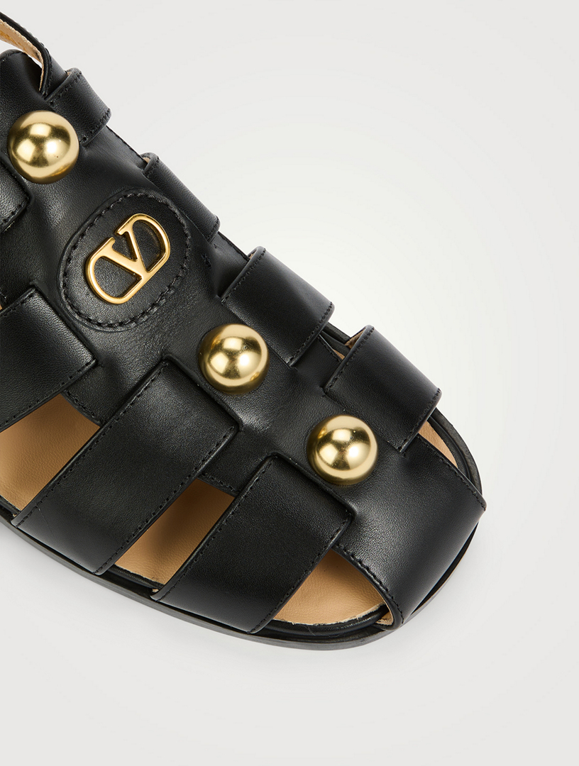 VALENTINO GARAVANI Embellished Leather Fisherman Sandals