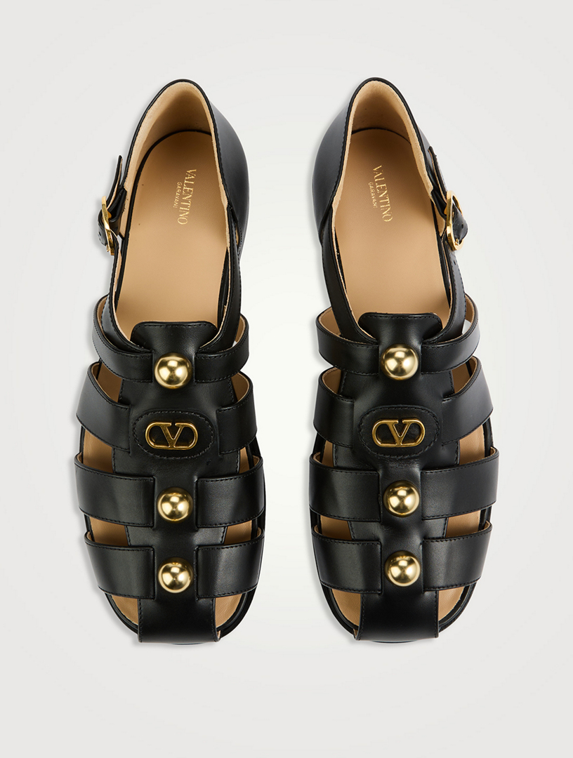 VALENTINO GARAVANI Embellished Leather Fisherman Sandals