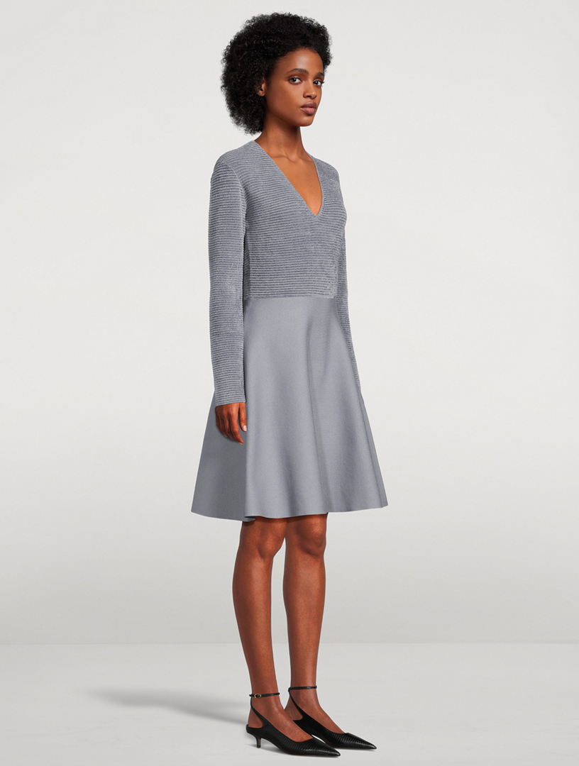 Mixed-Knit Mini Dress