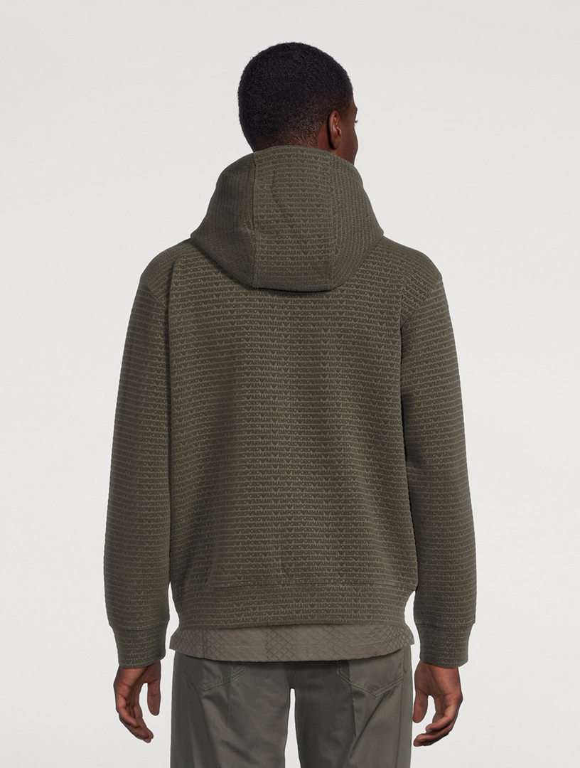 Velvet Flocked Zip Hoodie Logo Print