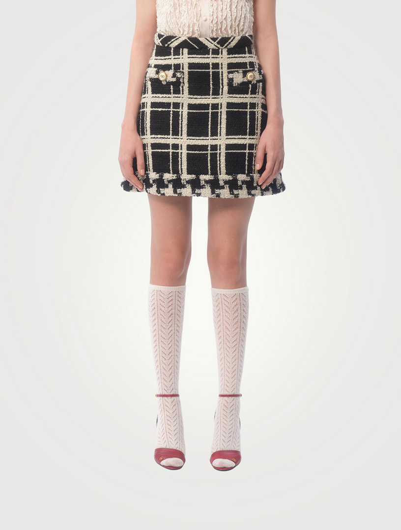Macro Check Tweed Mini Skirt