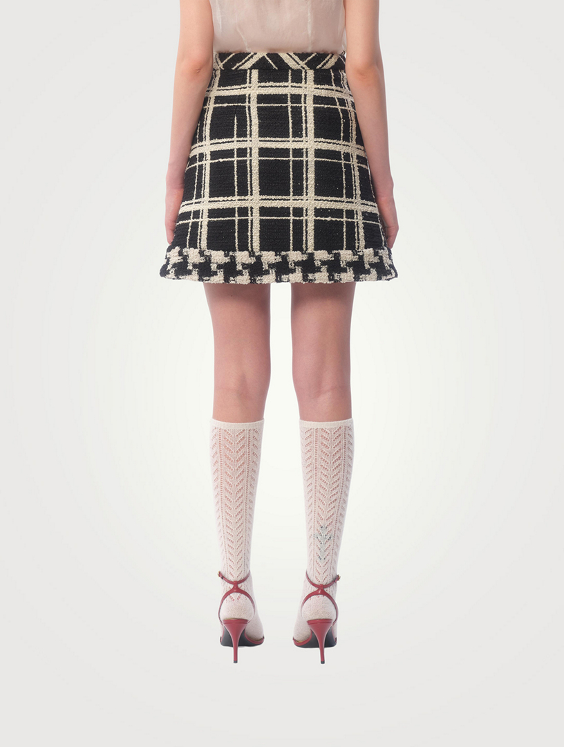 Macro Check Tweed Mini Skirt