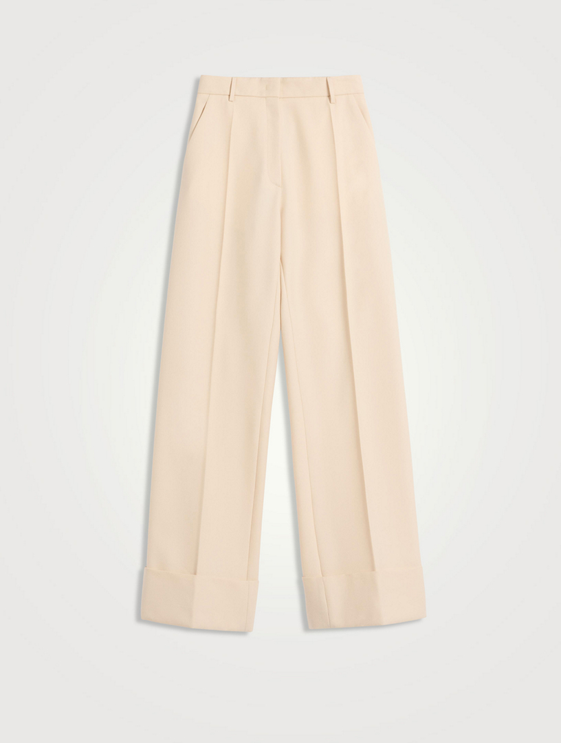 Diagonal Dry Wool Wide-Leg Trousers