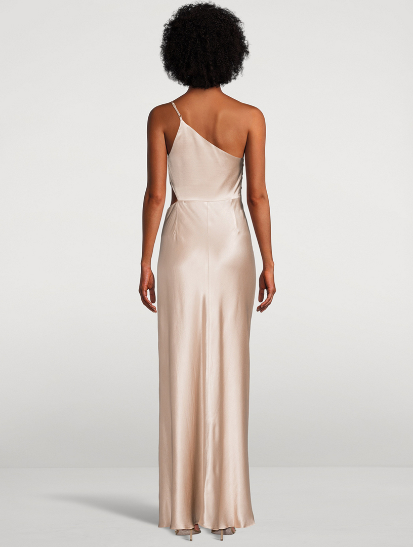 La Lune One-Shoulder Satin Gown