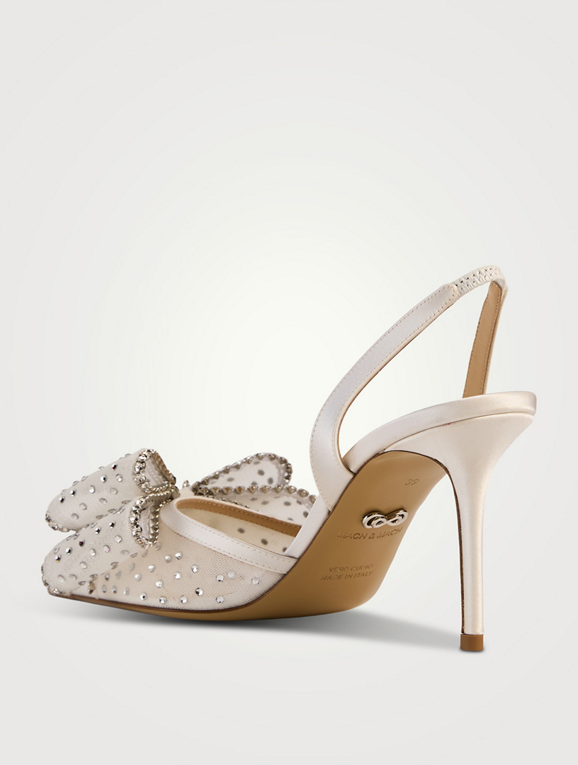 MACH & MACH Le Cadeau Embellished Mesh Slingback Pumps