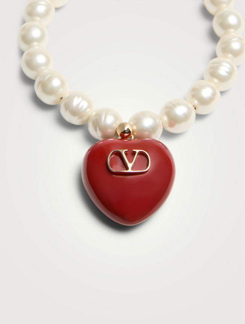 ブレスレット Valentino Garavani Pearl Coeur  Bracelet VALENTINO GARAVANI Coeur Royal VLogo And Faux Pearl Bracelet