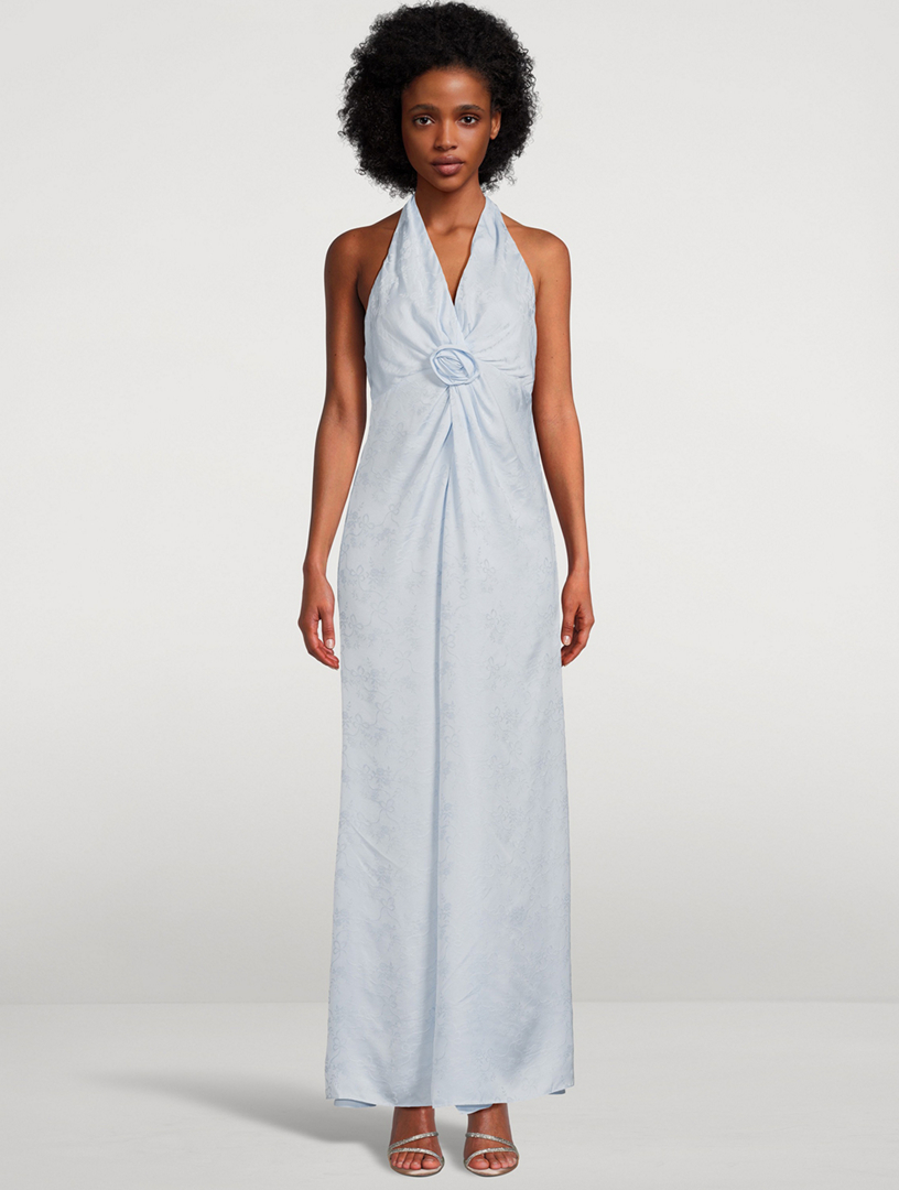 knee length dresses for ladies Limosina Halter Maxi Dress | Champagne | Womens main image 0