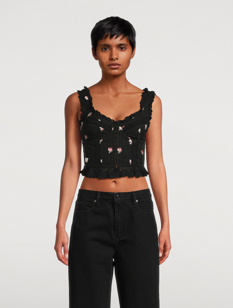 LOVESHACKFANCY Galette Embroidered Bustier Top Holt Renfrew