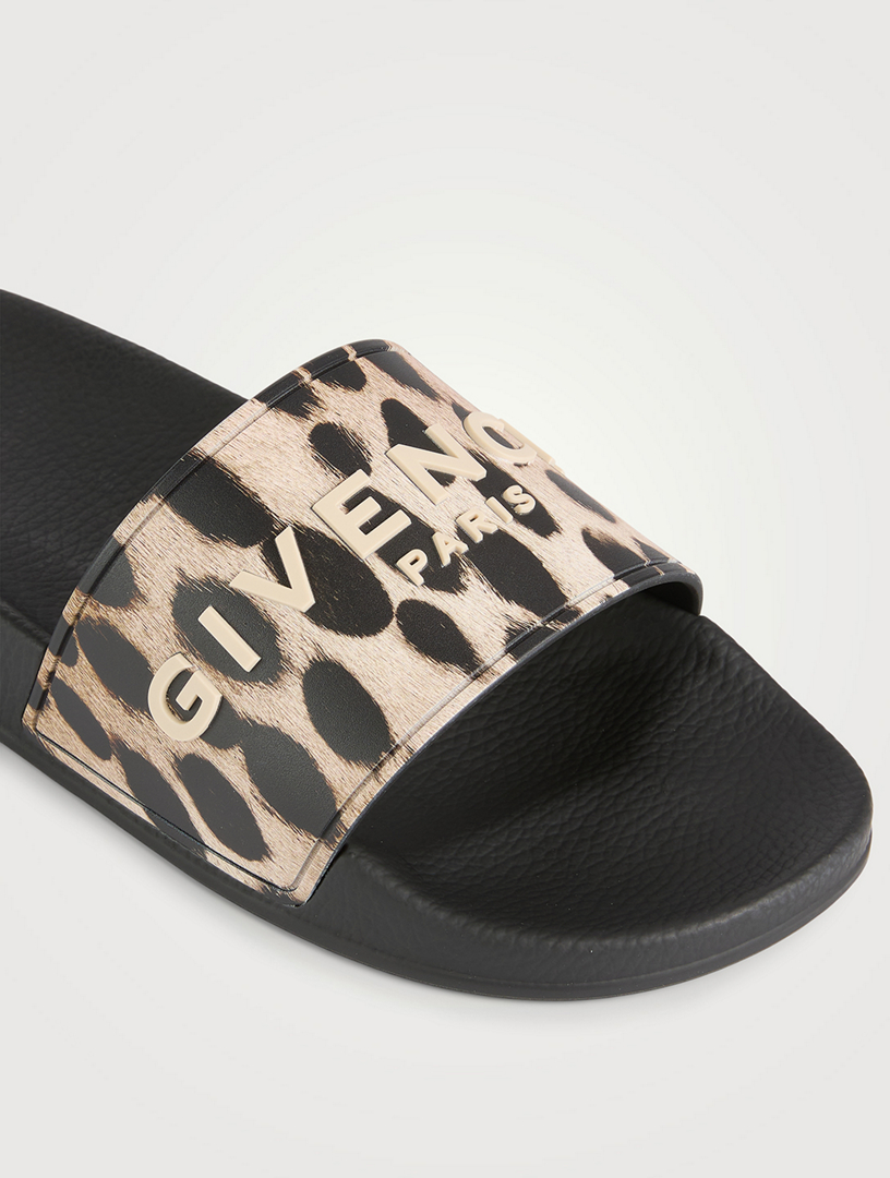 GIVENCHY Rubber Slide Sandals In Cheetah Print | Holt Renfrew