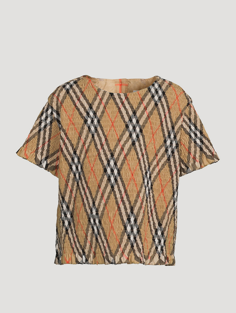 Check Smocked Blouse