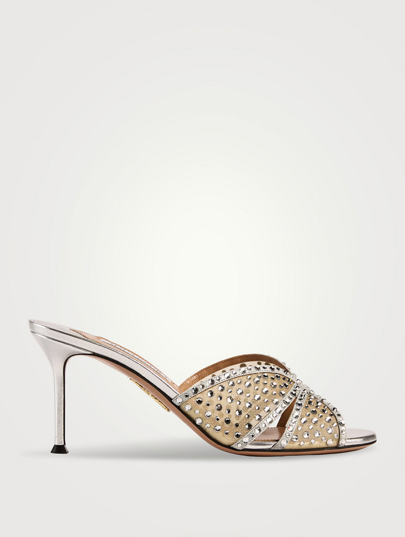 Crystal Lover Metallic Leather Mules