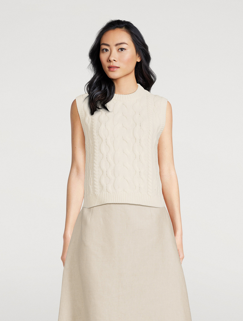 Cable-Knit Felted Wool Cashmere Sweater Vest