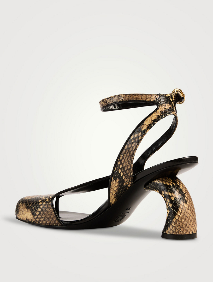 DRIES VAN NOTEN Curved-Heel Snakeskin-Embossed Leather Sandals