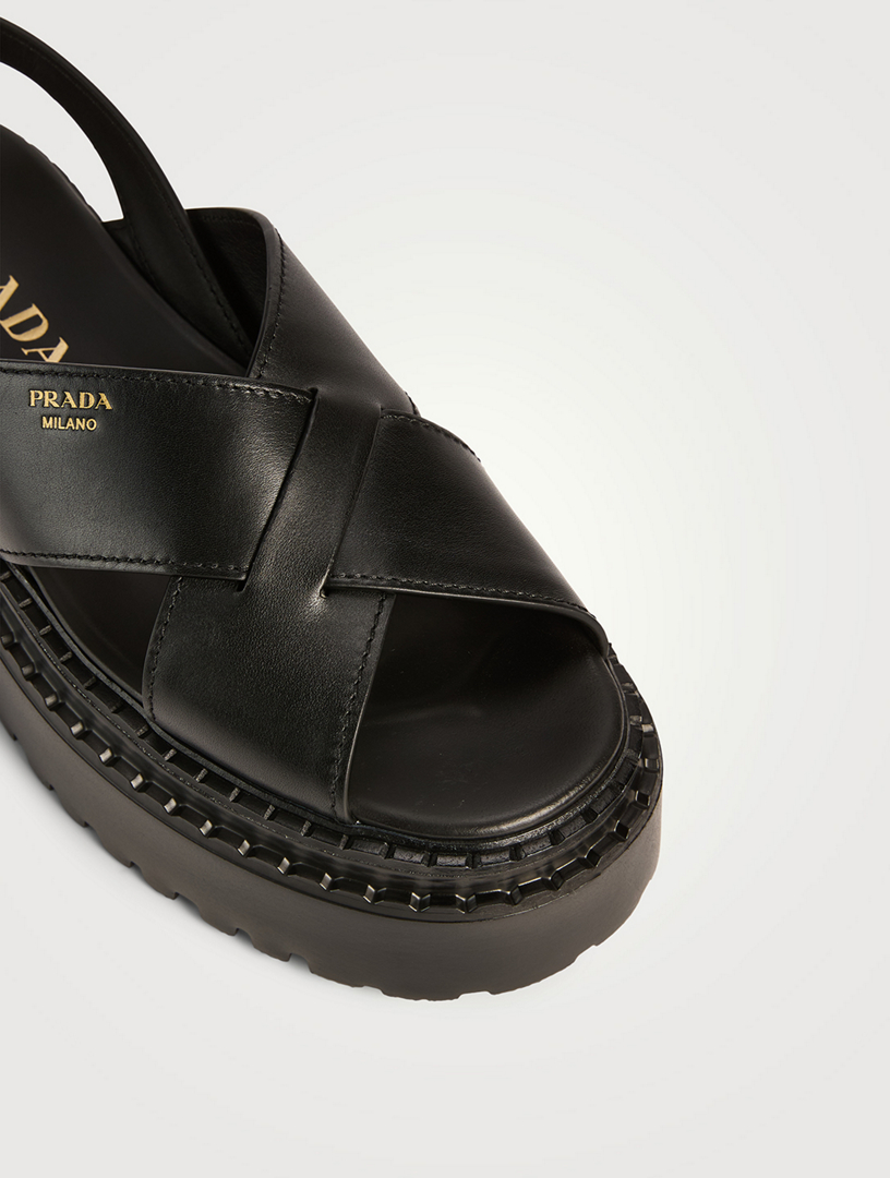 サンダル・ミュール Prada Smooth Leather Flatform Sandals PRADA Leather Platform Sandals | Holt Renfrew