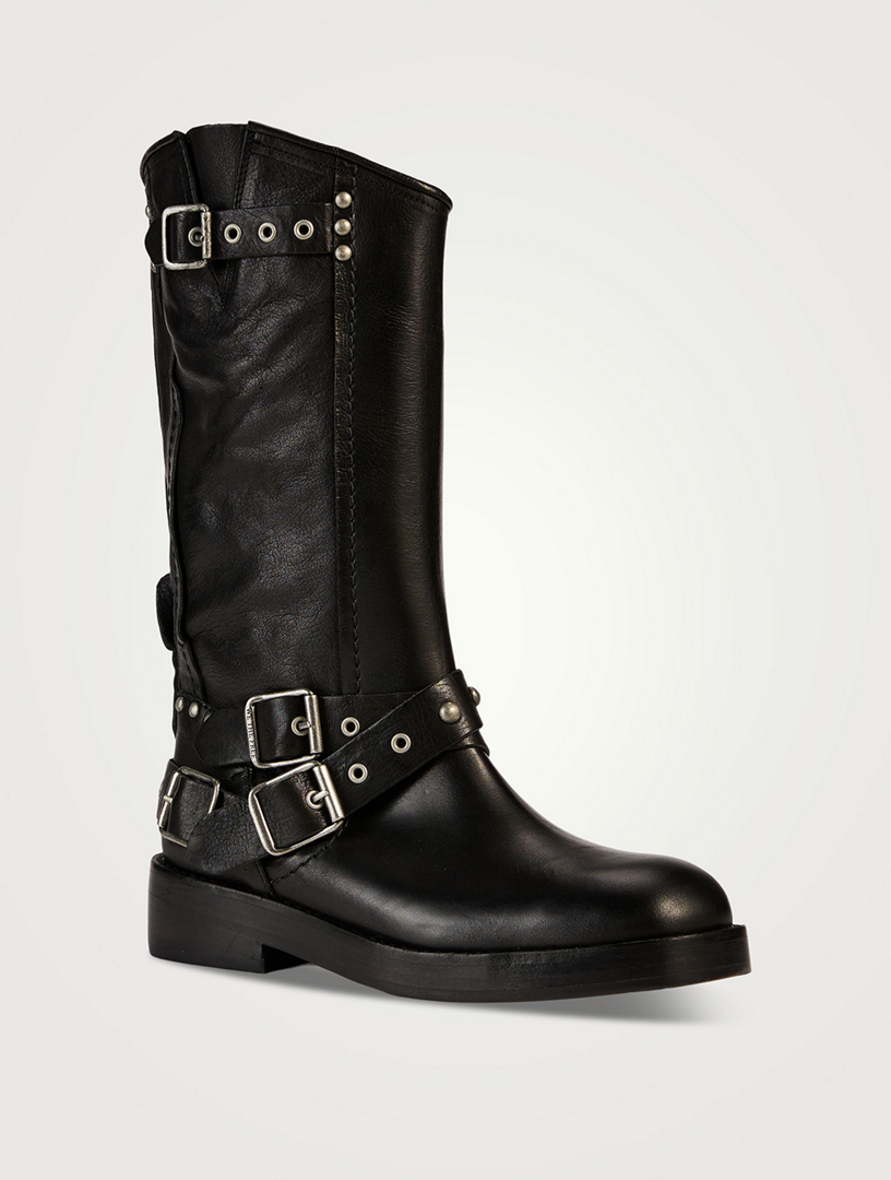 FREE PEOPLE We The Free Janey Leather Engineer Boots | Holt Renfrew