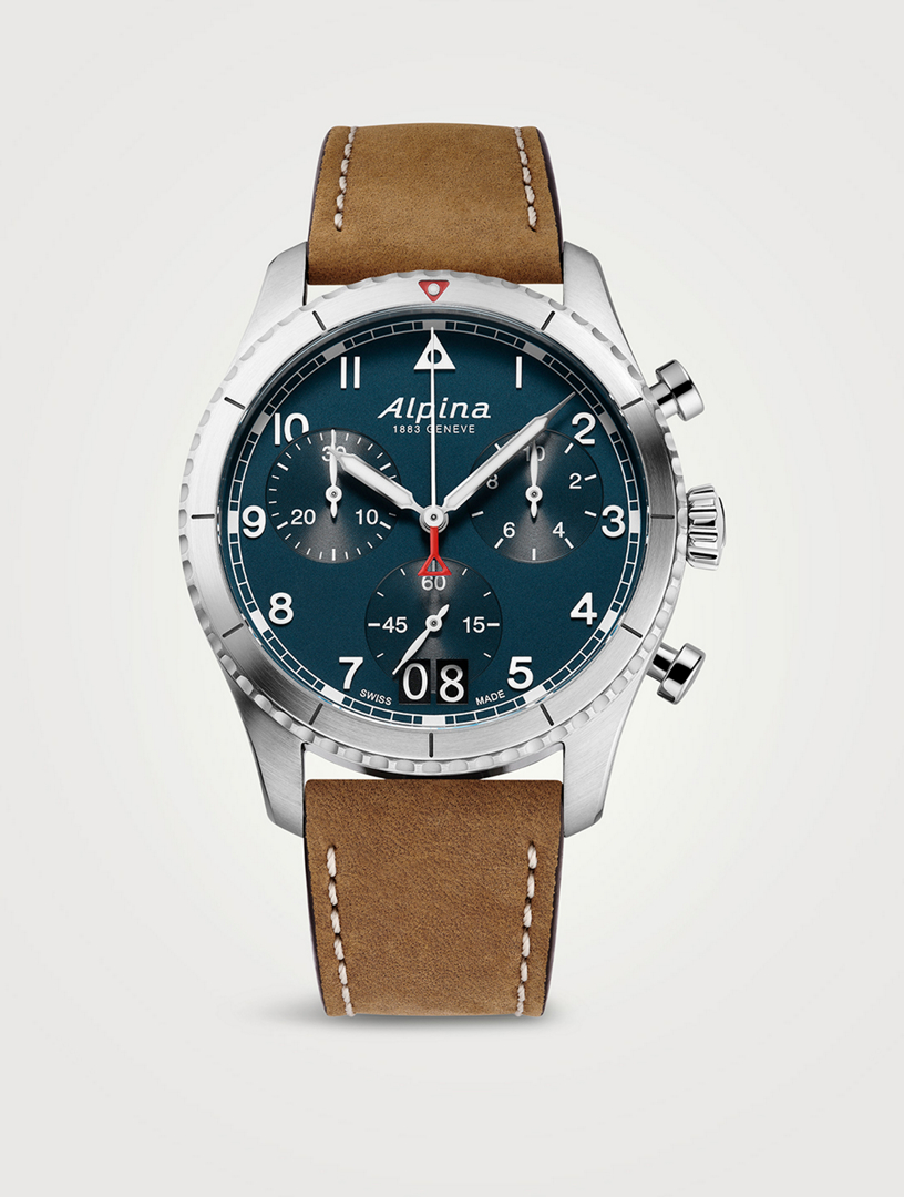 Startimer Stainless Steel Leather Strap Watch
