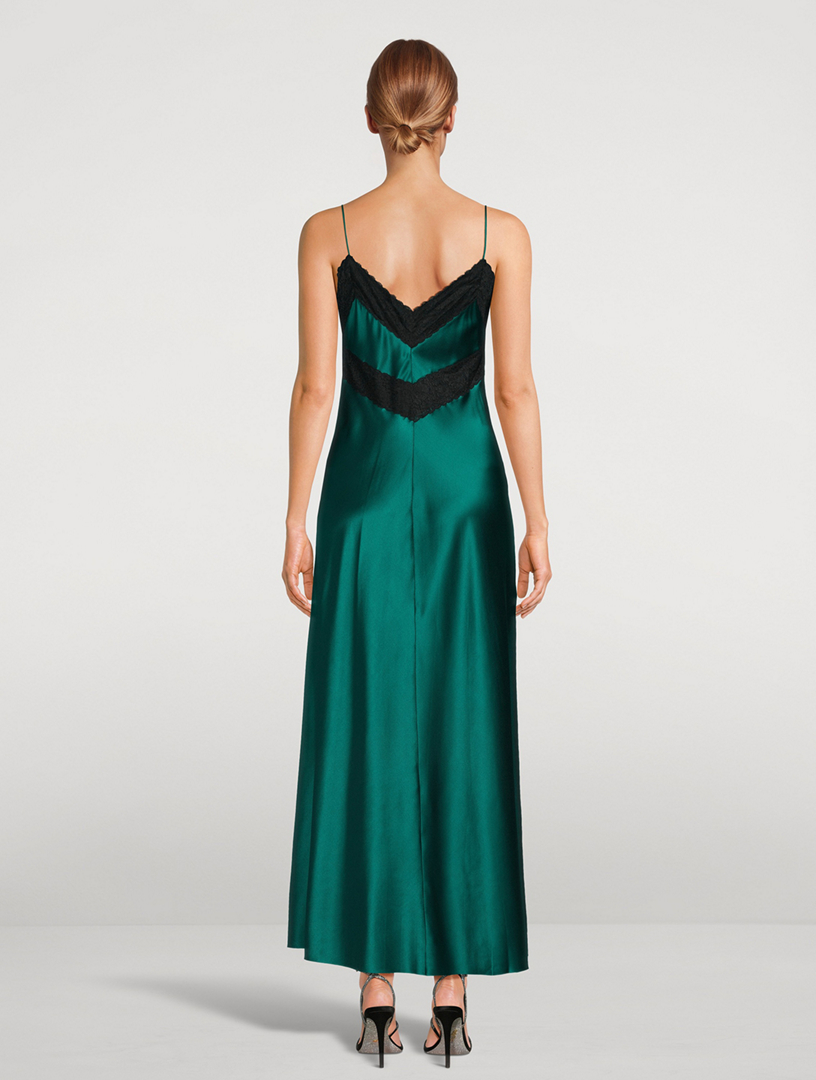 Serita Lace-Trimmed Satin Slip Dress - Main Image