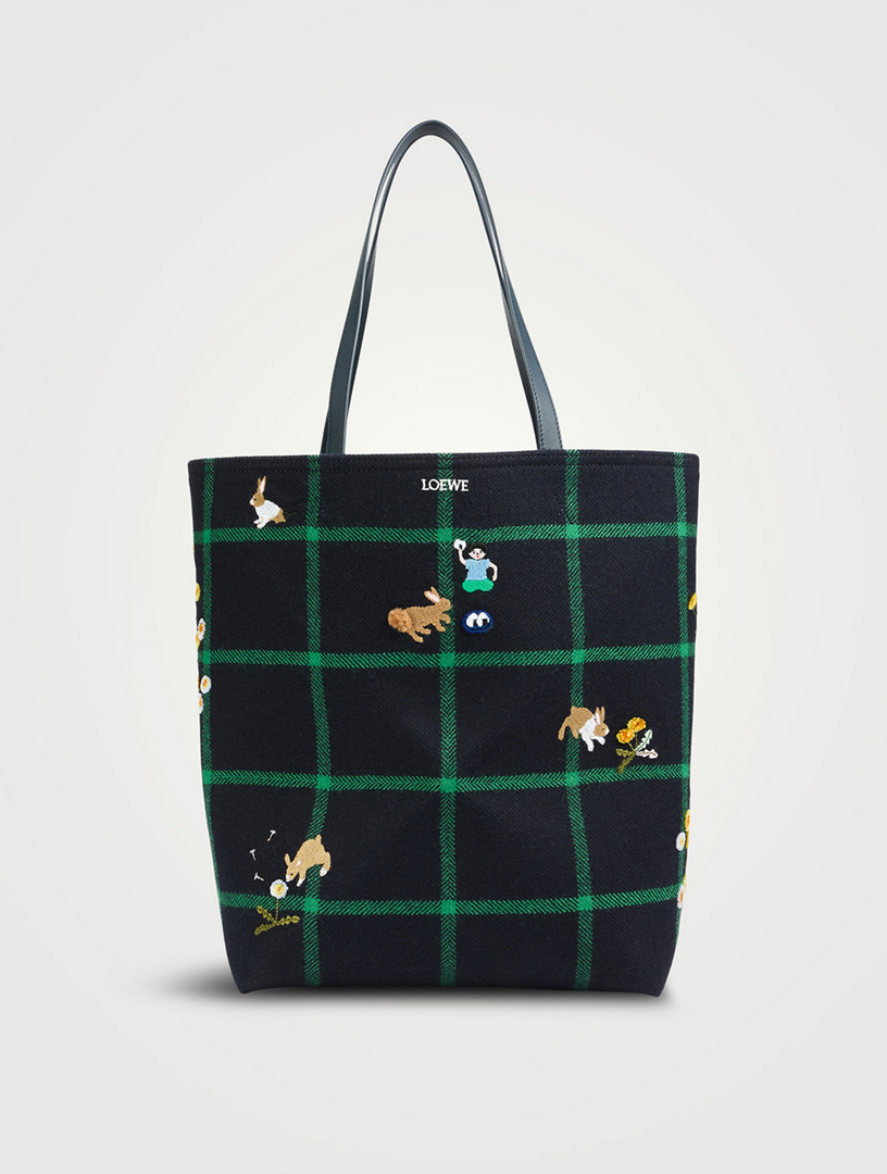 LOEWE Loewe x Suna Fujita XL Puzzle Fold Tartan Tote Bag