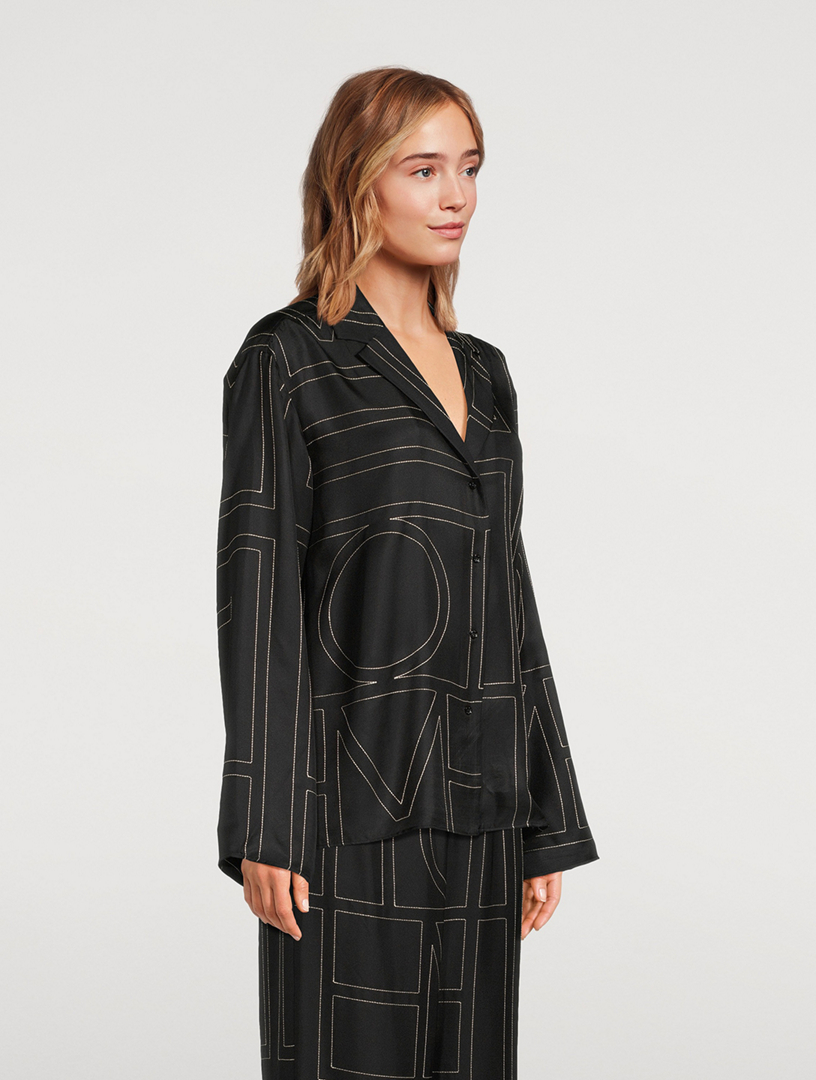 TOTEME Silk Pajama Shirt In Monogram Print | Holt Renfrew