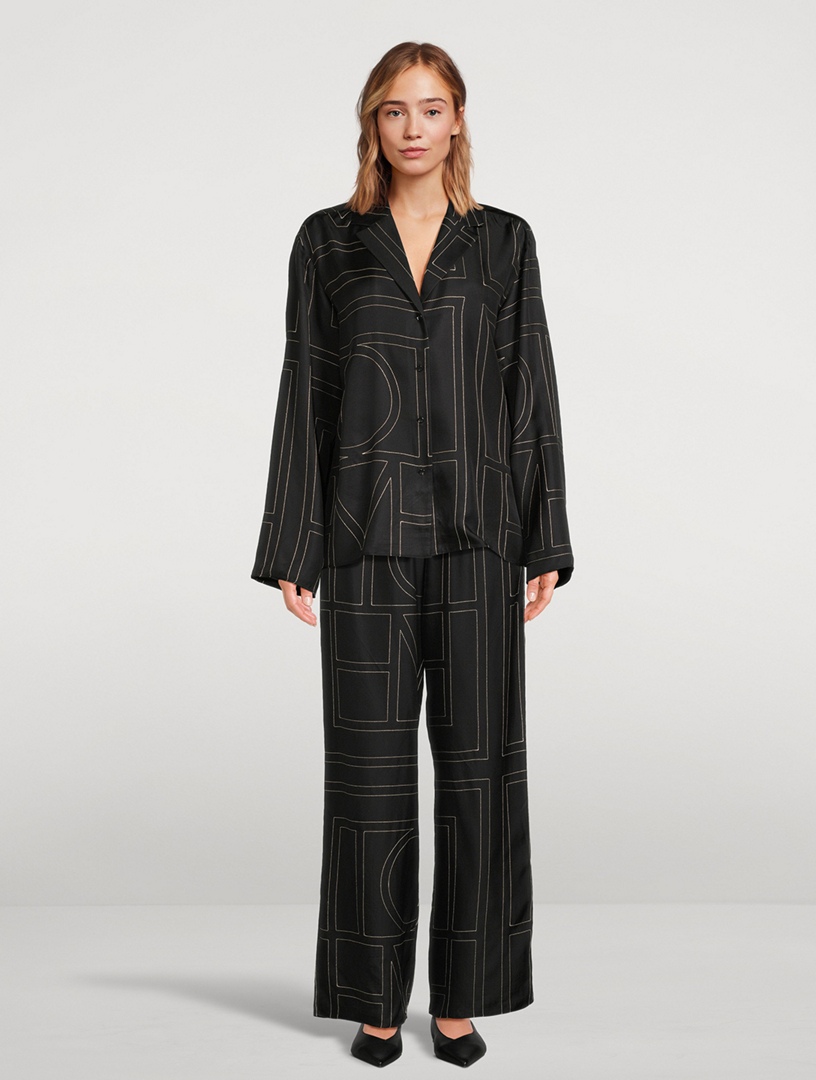 TOTEME Silk Pajama Shirt In Monogram Print Holt Renfrew