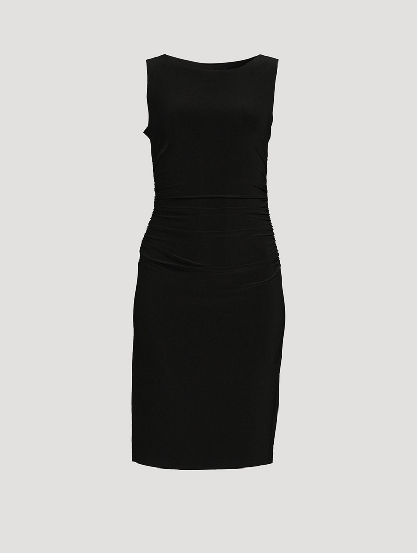 knee length dresses for ladies Norma Kamali LS V Neck Shirred Front Dress main image 0