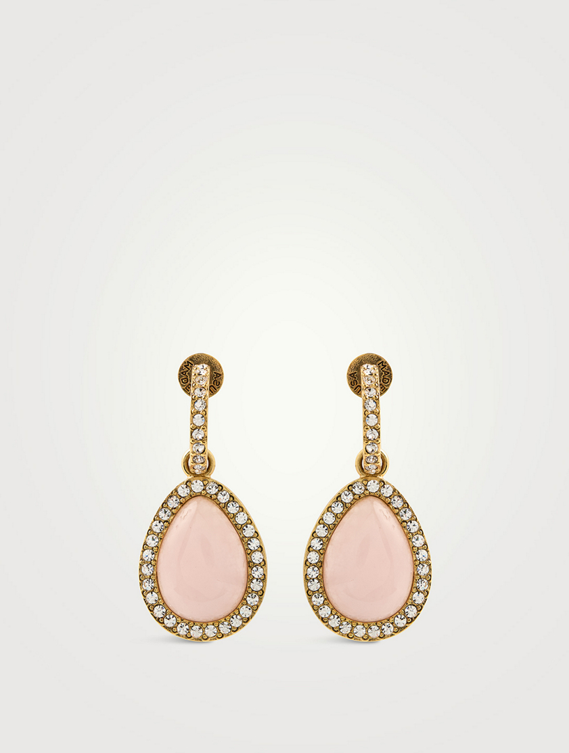 Dangling Rose Quartz Pear Earrings