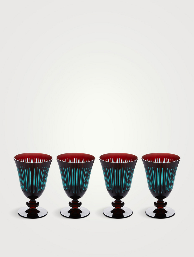Set Of Four Prism Wine Glasses