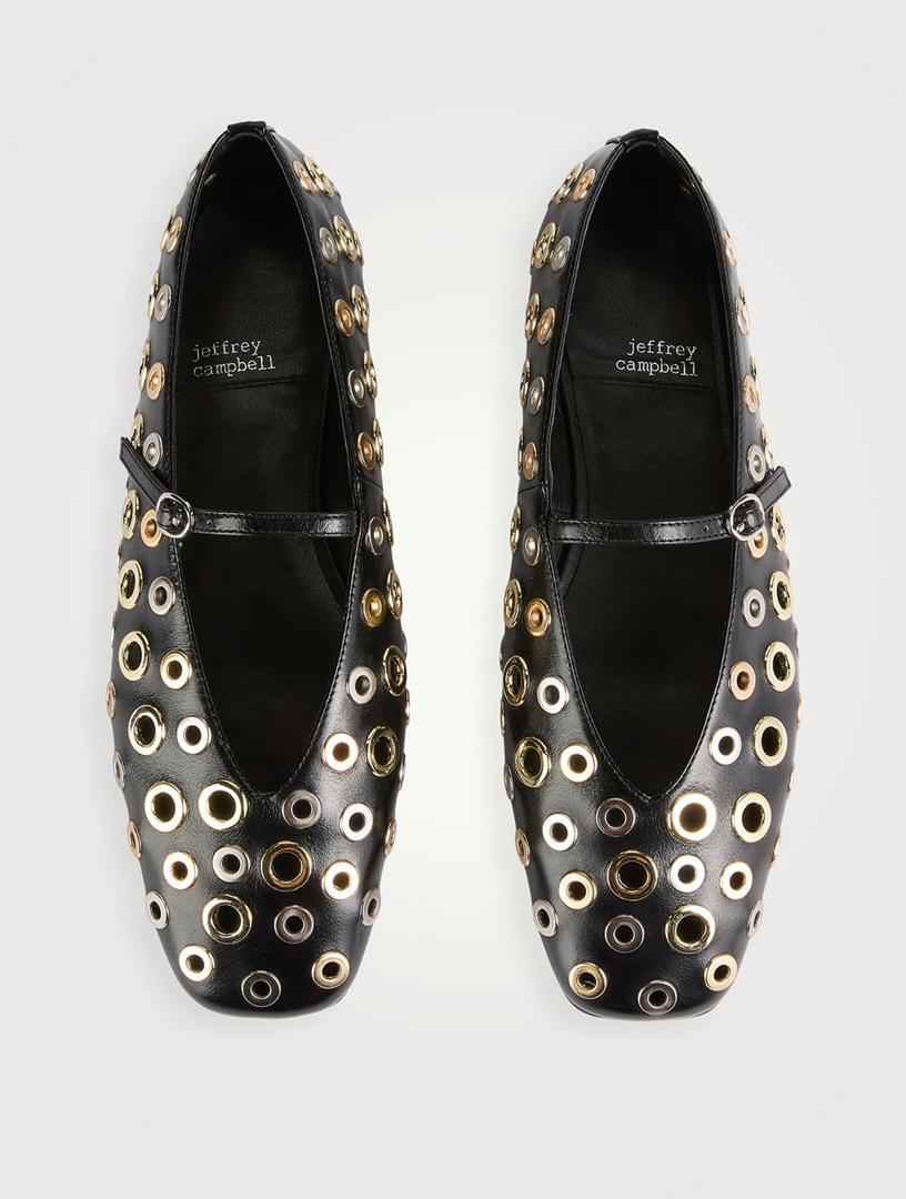 【COLOR iN ID】Crack Eyelet Flat Mary Jane RHINESTONE MESH MARY JANE FLATS For Daily Casual