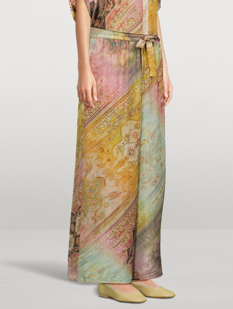 Tallow Printed Silk Wide-Leg Pants